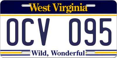 WV license plate OCV095