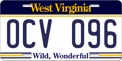 WV license plate OCV096
