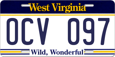 WV license plate OCV097