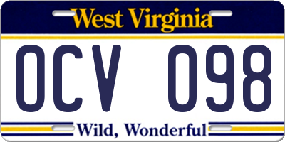 WV license plate OCV098
