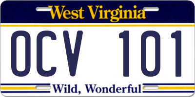 WV license plate OCV101