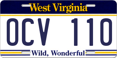WV license plate OCV110