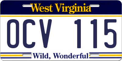 WV license plate OCV115