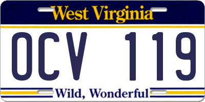 WV license plate OCV119