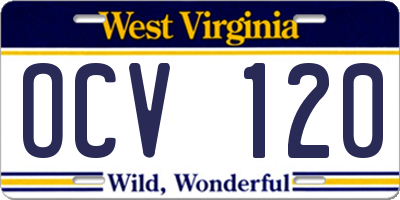 WV license plate OCV120