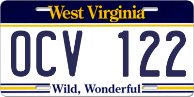 WV license plate OCV122