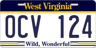 WV license plate OCV124
