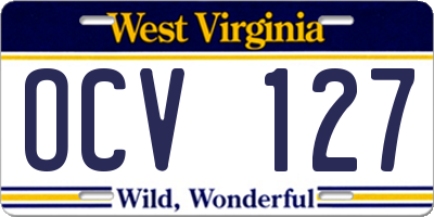 WV license plate OCV127