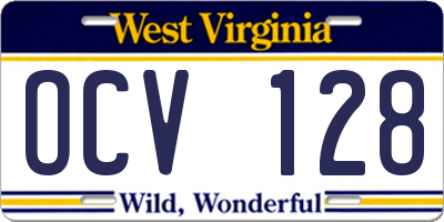 WV license plate OCV128