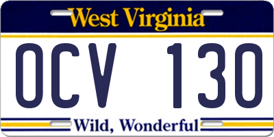 WV license plate OCV130