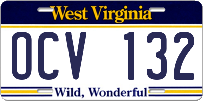 WV license plate OCV132