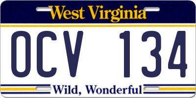 WV license plate OCV134