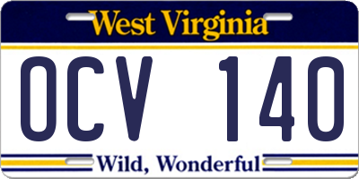 WV license plate OCV140