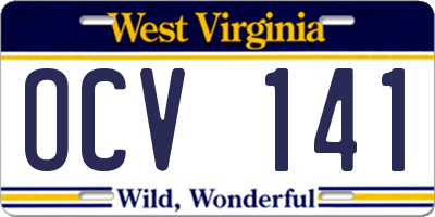 WV license plate OCV141