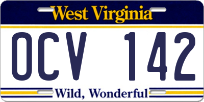 WV license plate OCV142