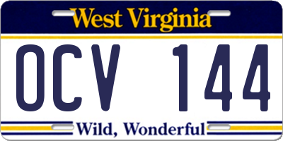 WV license plate OCV144