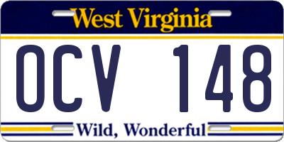 WV license plate OCV148