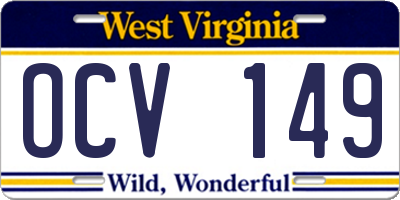WV license plate OCV149