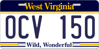WV license plate OCV150