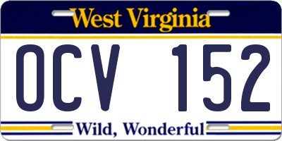 WV license plate OCV152