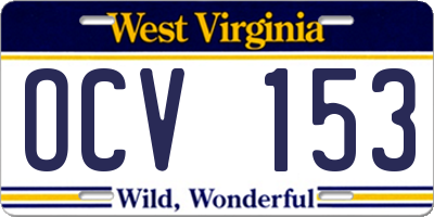 WV license plate OCV153