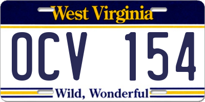 WV license plate OCV154