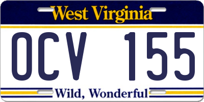 WV license plate OCV155
