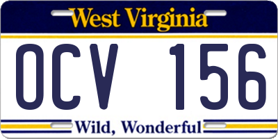 WV license plate OCV156