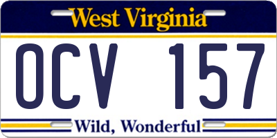 WV license plate OCV157