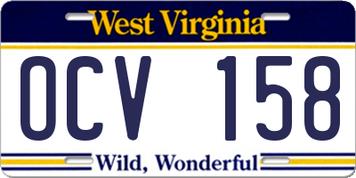 WV license plate OCV158