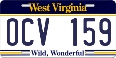 WV license plate OCV159