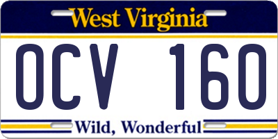 WV license plate OCV160