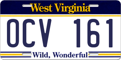 WV license plate OCV161