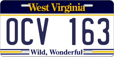 WV license plate OCV163