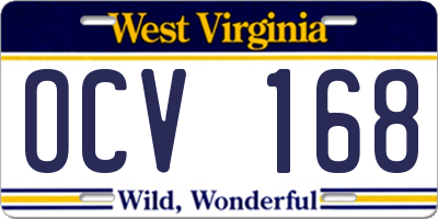 WV license plate OCV168