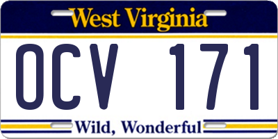 WV license plate OCV171