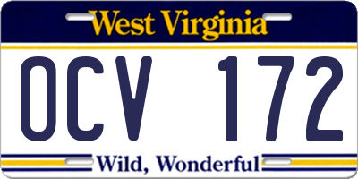 WV license plate OCV172