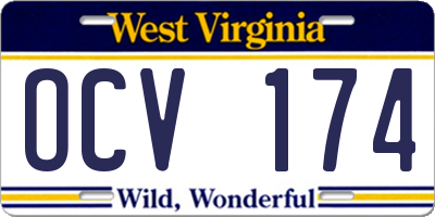 WV license plate OCV174