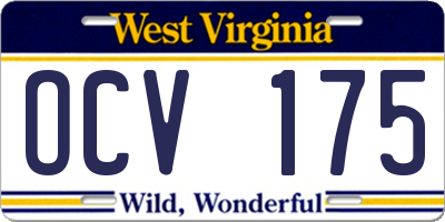 WV license plate OCV175