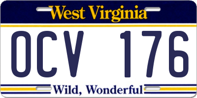WV license plate OCV176