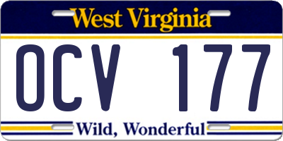 WV license plate OCV177