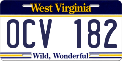 WV license plate OCV182