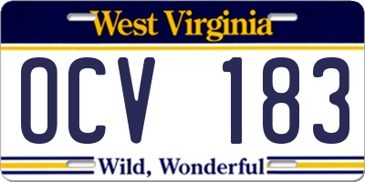 WV license plate OCV183