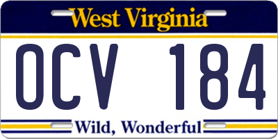 WV license plate OCV184