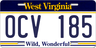 WV license plate OCV185