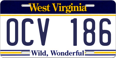 WV license plate OCV186