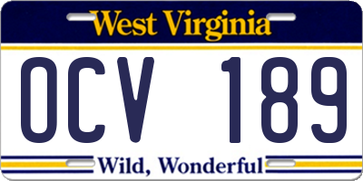 WV license plate OCV189