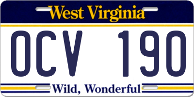 WV license plate OCV190