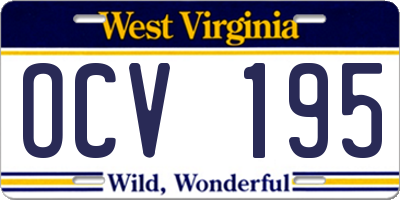 WV license plate OCV195
