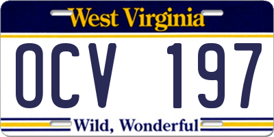 WV license plate OCV197